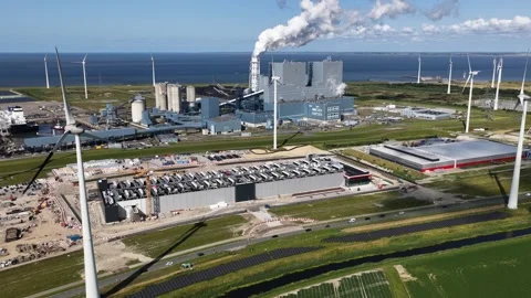 Expansion and new construction of data centers in the Eemshaven, tech gigant Stock Footage 317509652