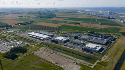 Expansion and new construction of data centers in the Eemshaven, tech gigant Foto stock
