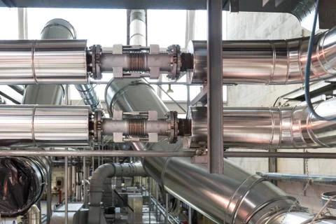 Expansion joint in a steam heating system Stock Photos