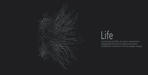 Expansion of life. Vector sphere explosion background. Small particles strive Stock Illustration