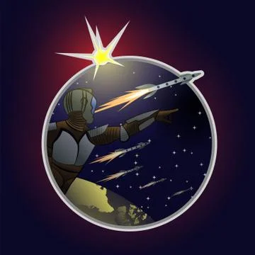 Expansion of space. Concept of conquest of other planets Stock Illustration