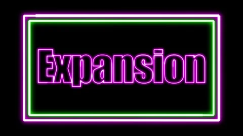 'Expansion' Text Animation with Neon Glow &amp; Glowing Squares. Stock Footage 282577068