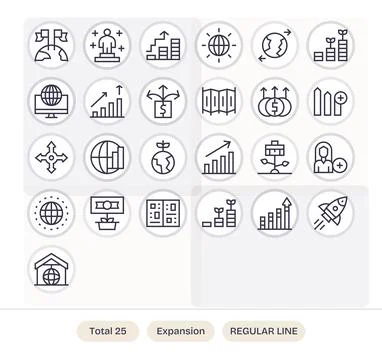 Expansion Vector Graphics Pack including 25 Regular Line 64x64 Detail Enhan.. Stock Illustration