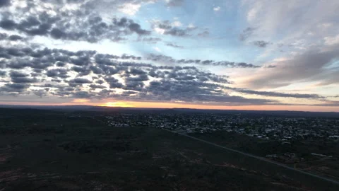 Expansive aerial view of Broken Hill at dawn, with the remote outback town Video stock 342336697