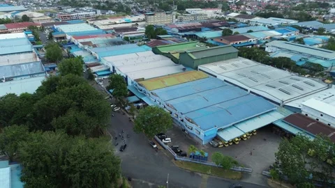 Expansive aerial view capturing a bustling industrial estate, highlighting .. Video stock 339035776