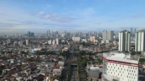 Expansive Cityscape View of Urban Development and Bustling Streets Stockbeeldmateriaal 288414653
