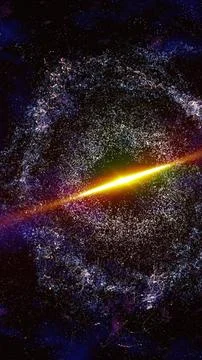 Expansive cosmic ring of glittering particles surrounding a glowing horizon.. Stock Illustration