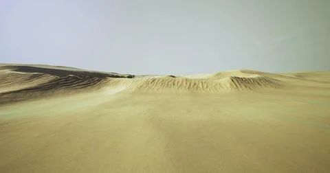 Expansive desert landscape under bright sky with sandy waves and dunes Stock Illustration