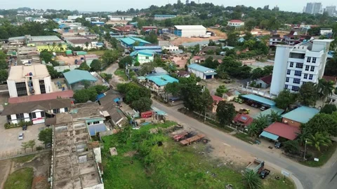 Expansive drone perspective captures an evolving residential and commercial.. Stock Footage 339035779