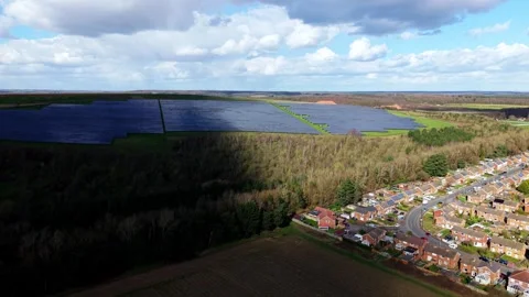 Expansive green technology power plant utilizing silicon solar modules to Stock Footage 340898302