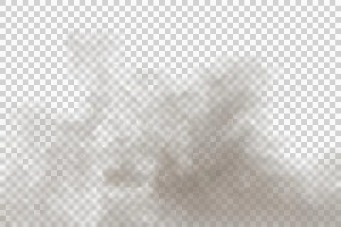 An expansive, light brown and grey smoke cloud spreads Stock Illustration