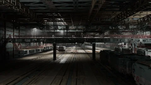 Expansive maintenance space equipped, Wide service bay with cranes and tools Stock Footage 326299762
