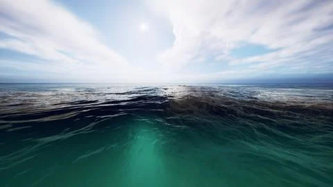 Expansive Ocean View Under Midday Sun Stock Illustration