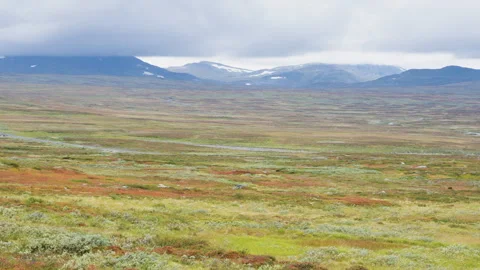 Expansive panning shot across the vast and colorful tundra landscape of the.. Stock Footage 323967368