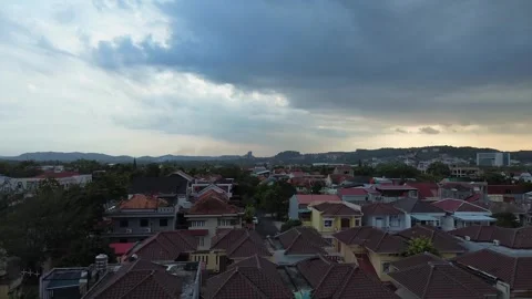 Expansive residential panorama beneath dynamic cloud formations showcasing .. Stock Footage 339039622