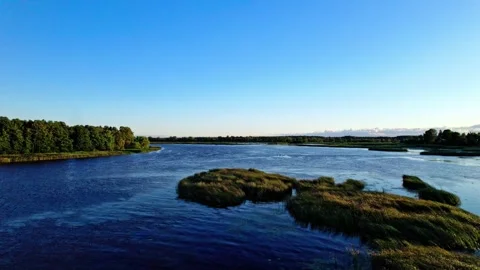 Expansive river view in Latvia showcasing natural beauty and tranquility Stock Footage 319549094