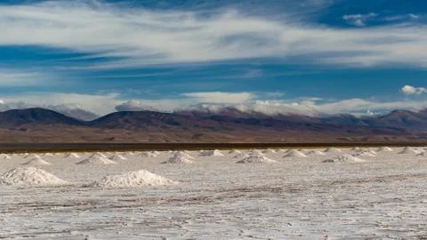 Expansive Salt Flats at the border of Argentina and Chile Stock Photos