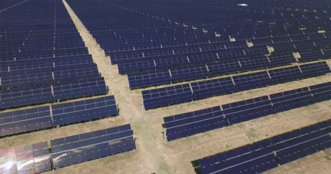 Expansive Solar Panel Array at NV Solar Farm in USA Stock Footage 316310063