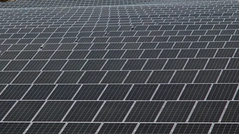 Expansive Solar Panel Array for Renewable Energy Generation Stock Footage 282934680