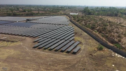 Expansive Solar Panel Array in Renewable Energy Farm Wide view Stock Footage 311565820