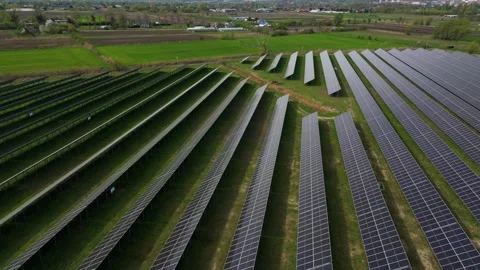 Expansive Solar Power Farm Aerial View Stock Footage 271664066