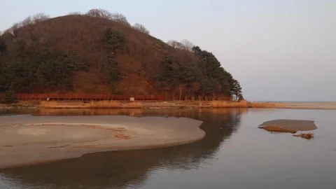 Expansive Sunset Panorama at Deokbong Mountain and Beach Stock Footage 260207478