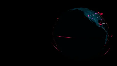 Expansive sweep moving along a cyber warfare globe background, 4K Stock Footage 339093702