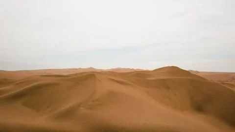 Expansive, Undulating Sand Dunes Under a Pale Sky Stock Footage 295753543
