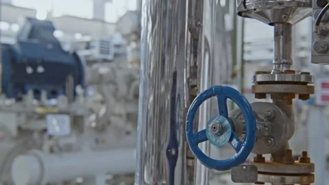 The expansive valve is blue. The distribution hub. Unadulterated manufacturing. Stock Footage 312564646