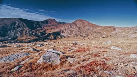 Expansive view of the Pyrenees mountains in Spain during autumn Stock Footage 303634588