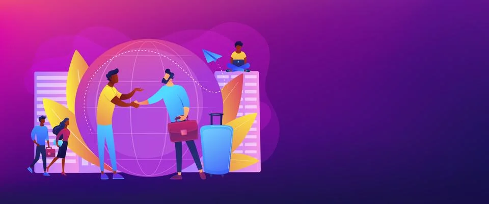 Expat work concept banner header. Иллюстрация