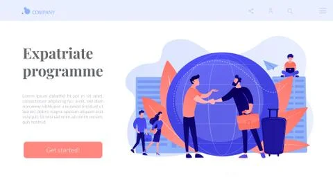 Expat work concept landing page Stock Illustration
