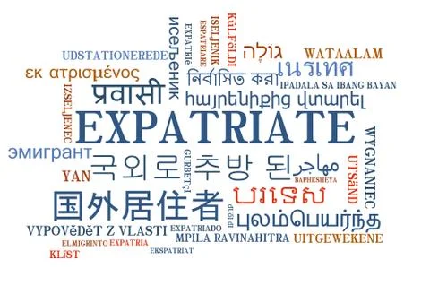 Expatriate multilanguage wordcloud background concept Stock Illustration