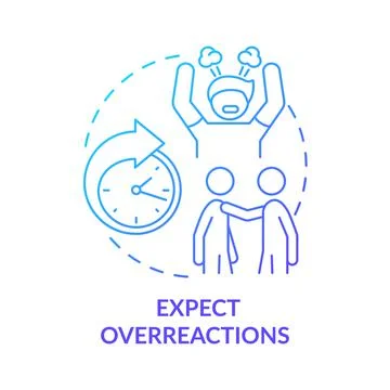 Expect overreactions blue gradient concept icon Stock Illustration