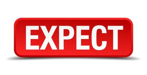 Expect red 3d square button isolated on white background Stock Illustration