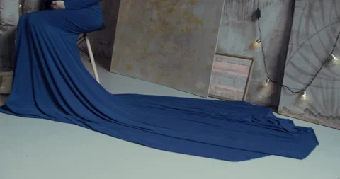 Expectant mother, posing in the studio. Good mood and joy in the family. Stock Footage 138455021