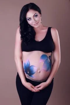 Expectant mother in the studio Stock Photos