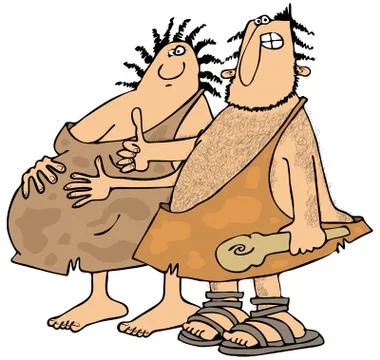 Expectant Neanderthals Illustrazione stock
