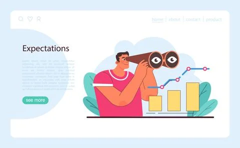 Expectations concept. Focused analysis on business growth trends. Stock Illustration