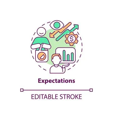 Expectations multi color concept icon Stock Illustration