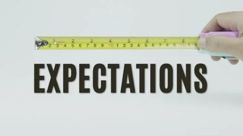 Expectations text or word and tape measure on a white background Stock Footage 302063491