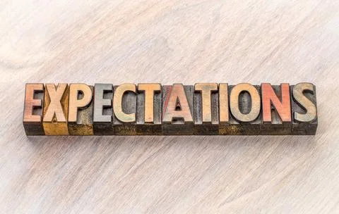 Expectations word abstract in wood type expectations word abstract in vint... Stock Photos