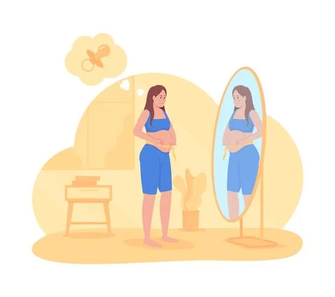 Expecting mother 2D vector isolated illustration Stock Illustration