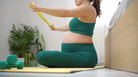 Expecting mother's dumbbell workout Stock-Footage 308511449
