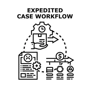 Expedited case workflow process for business management イラスト素材