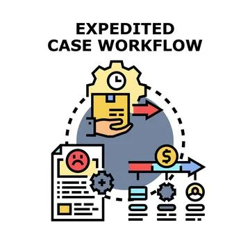 Expedited case workflow process for business management イラスト素材