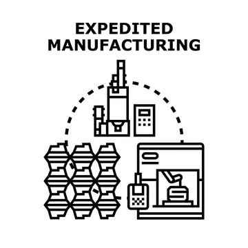 Expedited manufacturing process boosting industrial production speed Stock Illustration