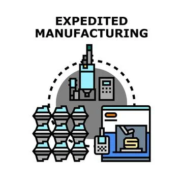 Expedited manufacturing process boosting industrial production speed Stock Illustration
