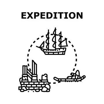 Expedition concept exploring new lands and adventures Stock Illustration