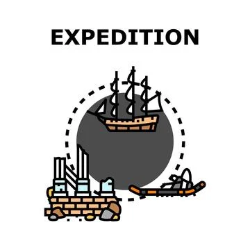 Expedition concept exploring new lands and adventures Illustrazione stock
